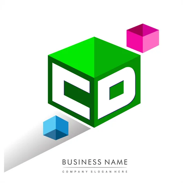 Letter Logo Hexagon Shape Green Background Cube Logo Letter Design — Stock Vector