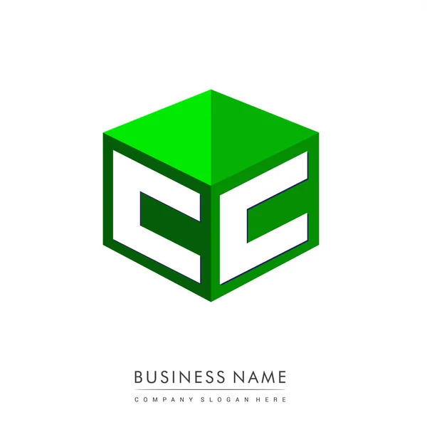 Letra Logotipo Forma Hexágono Fondo Verde Logotipo Cubo Con Diseño — Vector de stock