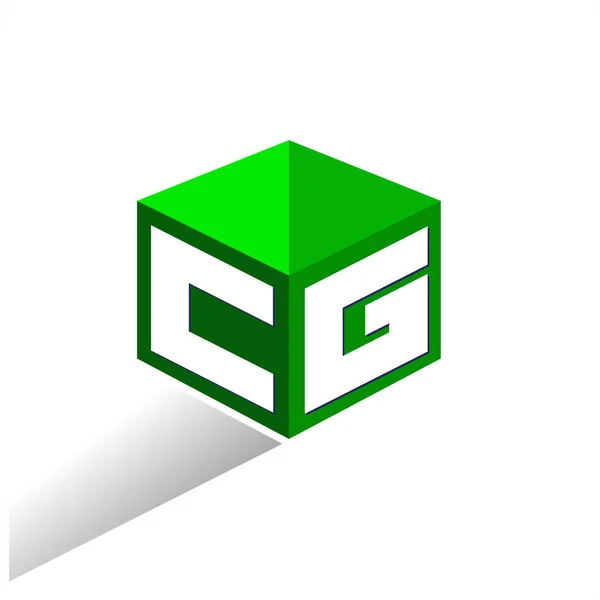 六边形绿色背景的字母Cg标识 带有公司标识字母设计的立方体标识 — 图库矢量图片