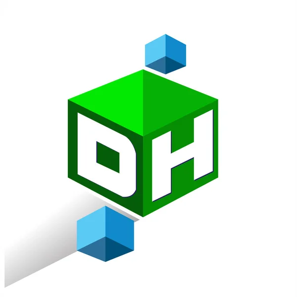 Letter Logo Hexagon Shape Green Background Cube Logo Letter Design — Stock Vector