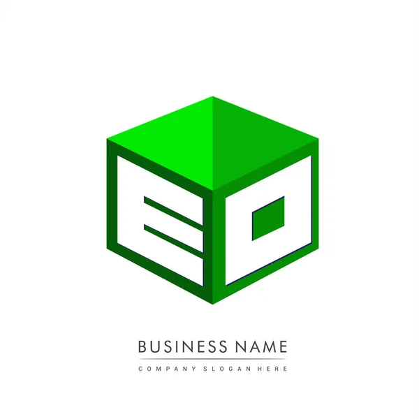 Lettera Logo Forma Esagono Sfondo Verde Logo Cubo Con Lettera — Vettoriale Stock