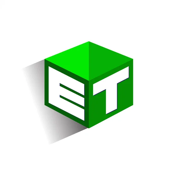 Logo Šestiúhelníkovém Tvaru Zeleném Pozadí Logo Krychle Motivem Písmene Pro — Stockový vektor