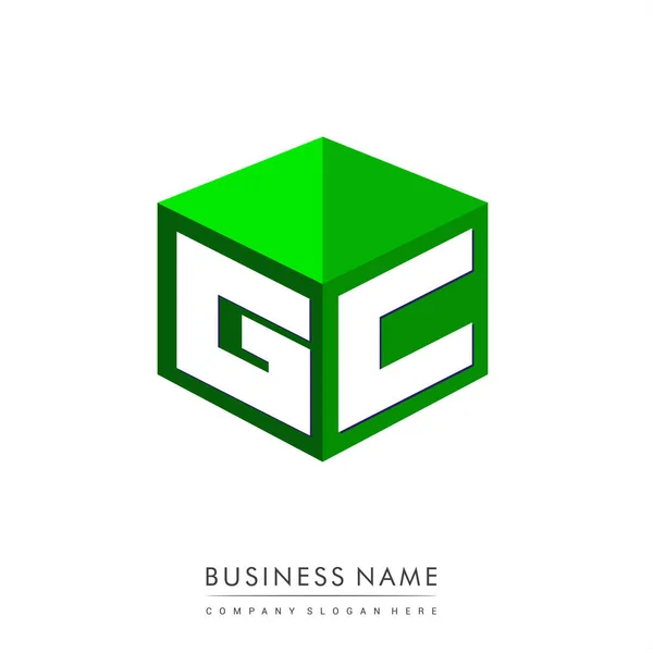Lettera Logo Forma Esagono Sfondo Verde Logo Cubo Con Lettera — Vettoriale Stock