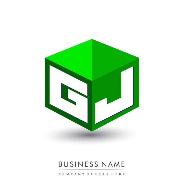 Buchstabe Logo Sechseckform Und Grünem Hintergrund Würfel Logo Mit Buchstabendesign — Stockvektor