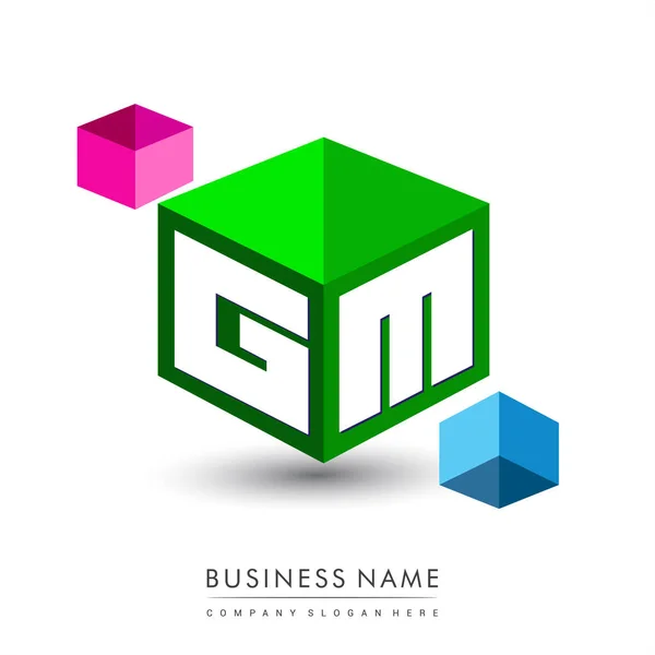 Lettre Logo Forme Hexagone Fond Vert Logo Cube Avec Conception — Image vectorielle