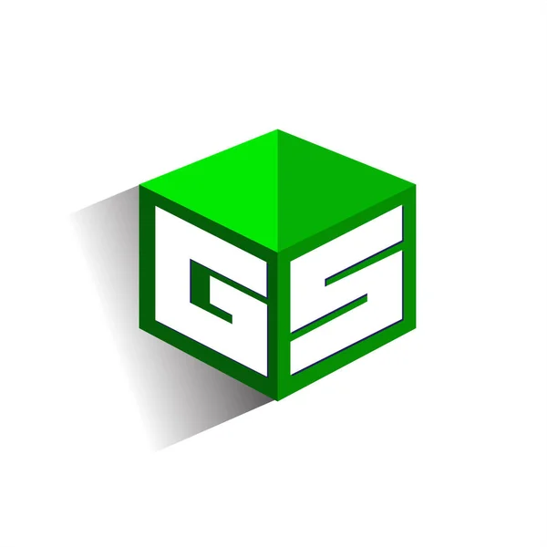 六边形绿色背景字母Gs标识 带有公司标识字母设计的立方体标识 — 图库矢量图片