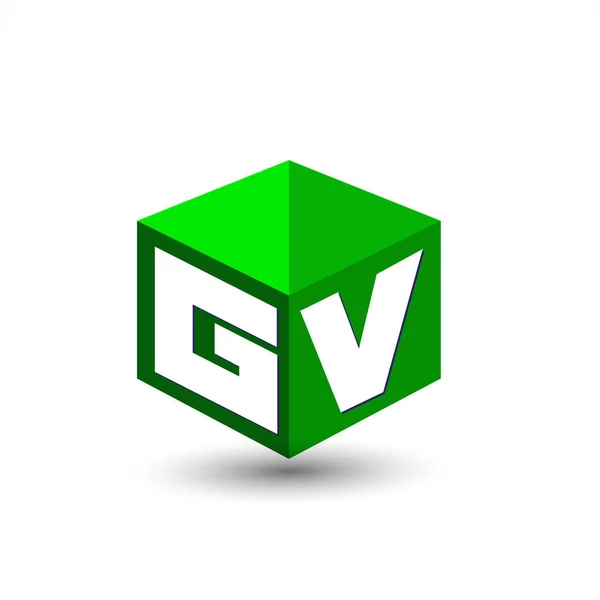 Lettera Logo Forma Esagonale Sfondo Verde Logo Cubo Con Lettera — Vettoriale Stock