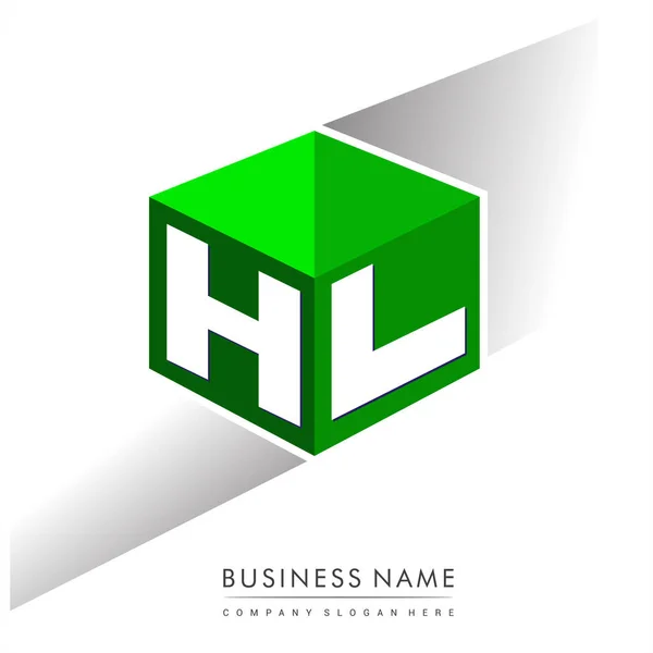 Logo Tvaru Šestiúhelníku Zeleném Pozadí Logo Krychle Motivem Písmene Pro — Stockový vektor