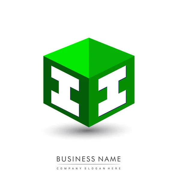 Logotipo Letra Forma Hexágono Fondo Verde Logotipo Cubo Con Diseño — Vector de stock