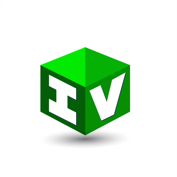 Logo Letter Forma Esagono Sfondo Verde Logo Cubo Con Lettera — Vettoriale Stock