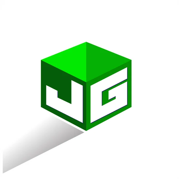 Carta Logotipo Forma Hexágono Fundo Verde Logotipo Cubo Com Design —  Vetores de Stock