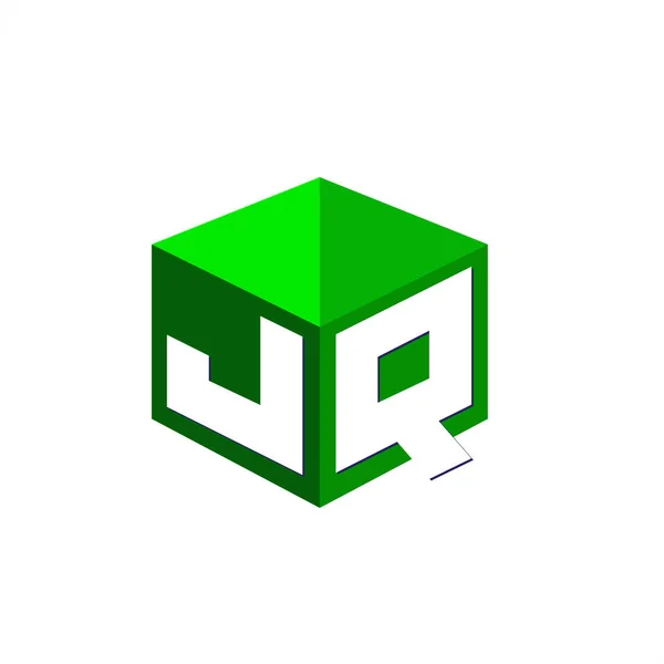 Carta Logotipo Forma Hexágono Fundo Verde Logotipo Cubo Com Design — Vetor de Stock