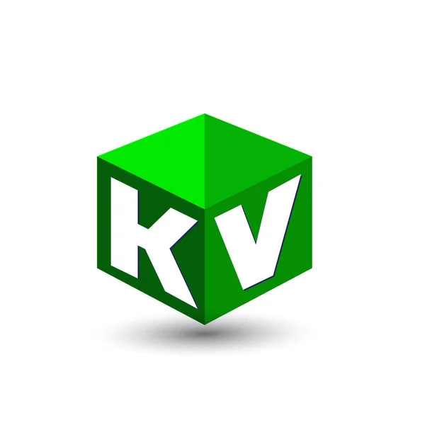 Lettera Logo Forma Esagonale Sfondo Verde Logo Cubo Con Lettera — Vettoriale Stock