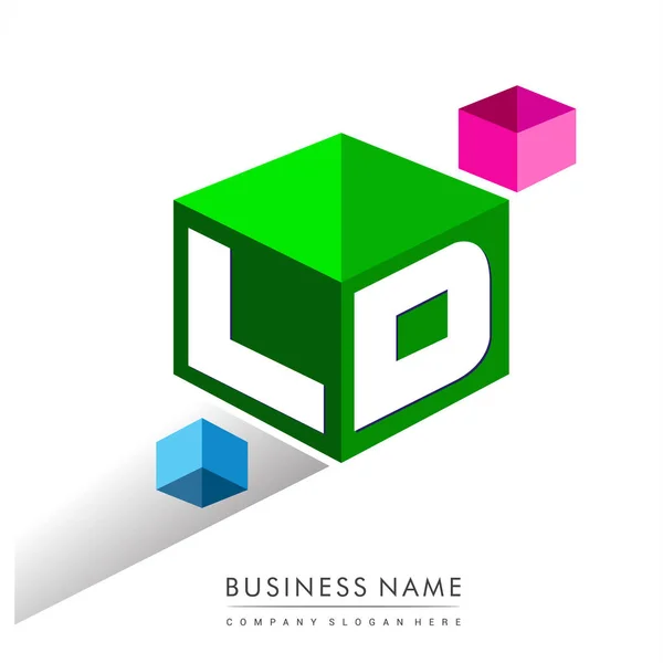 Letra Logo Forma Hexágono Fondo Verde Logotipo Cubo Con Diseño — Vector de stock