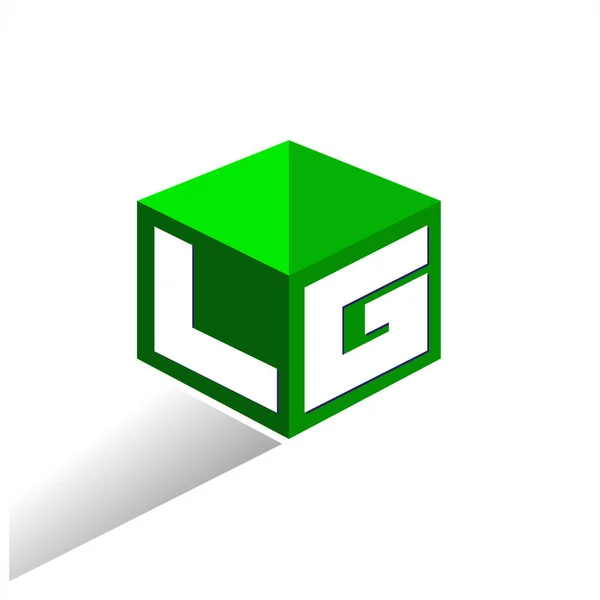 六边形绿色背景的字母Lg标识 带有公司标识字母设计的立方体标识 — 图库矢量图片