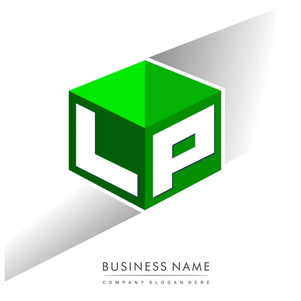 Altıgen Şekilli Yeşil Arkaplanlı Logosu Şirket Kimliği Için Harf Tasarımlı — Stok Vektör