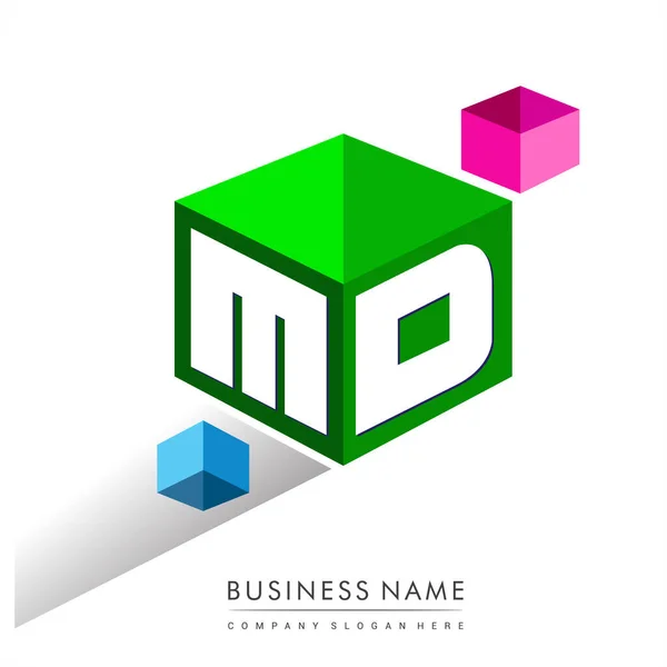 Lettre Logo Forme Hexagone Fond Vert Logo Cube Avec Conception — Image vectorielle