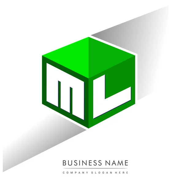 Lettre Logo Forme Hexagone Fond Vert Logo Cube Avec Lettre — Image vectorielle