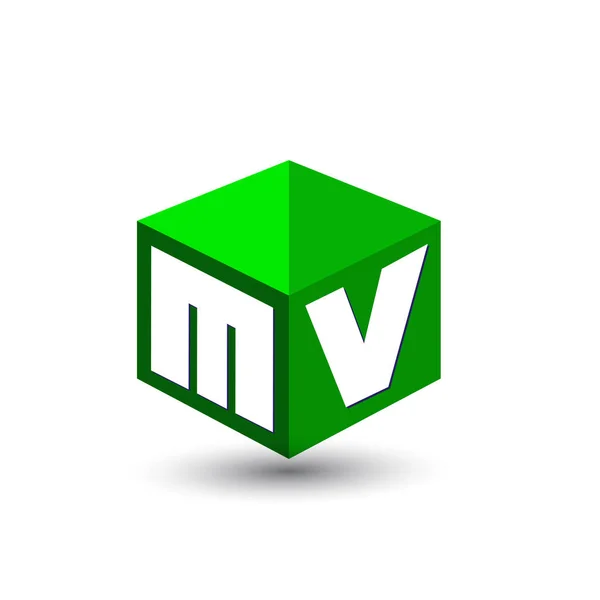 Lettera Logo Forma Esagono Sfondo Verde Logo Cubo Con Lettera — Vettoriale Stock