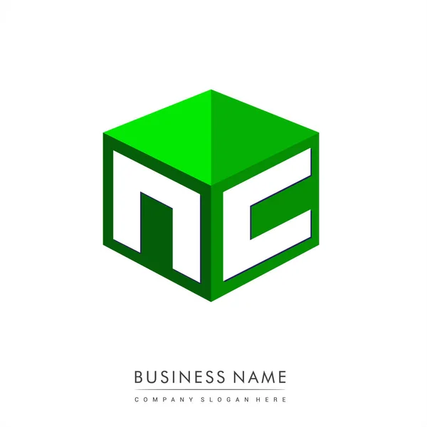 Logotipo Letra Forma Hexágono Fondo Verde Logotipo Cubo Con Diseño — Vector de stock