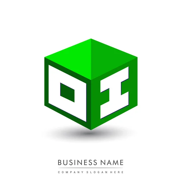 Letra Logotipo Forma Hexágono Fondo Verde Logotipo Cubo Con Diseño — Vector de stock