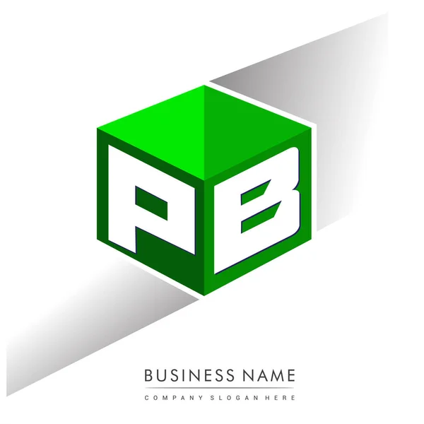 Písmeno Logo Šestiúhelníkovém Tvaru Zeleném Pozadí Krychlové Logo Motivem Písmene — Stockový vektor