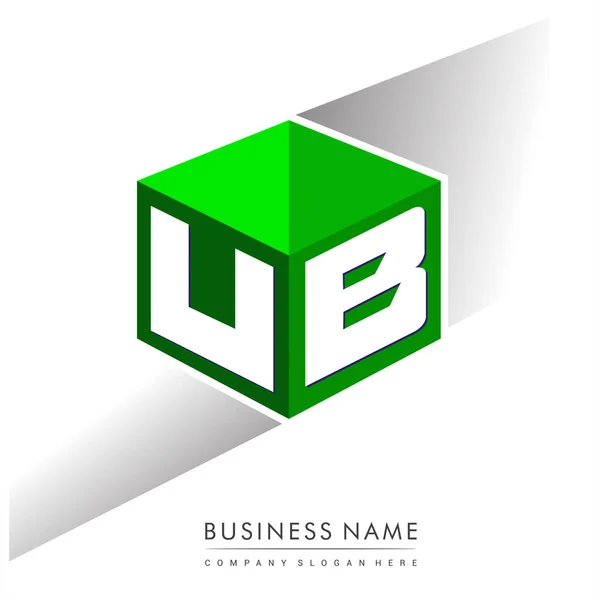 Letra Logotipo Forma Hexágono Fundo Verde Logotipo Cubo Com Design — Vetor de Stock