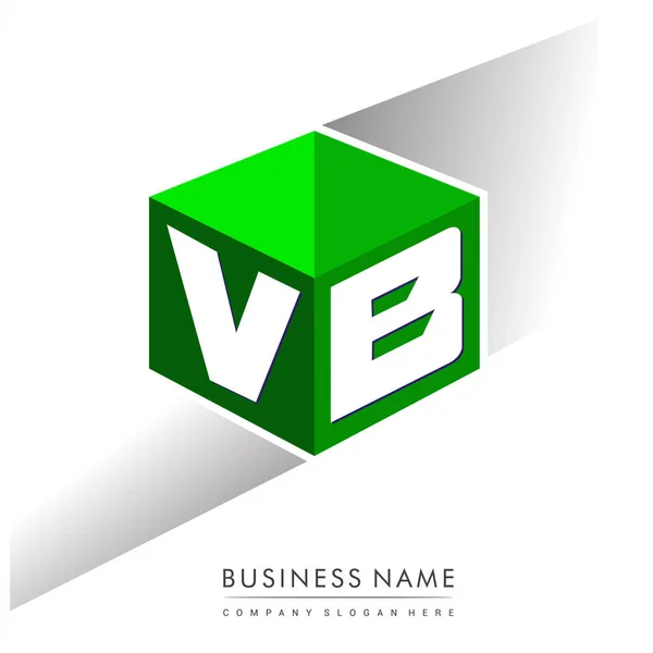 Letra Logotipo Forma Hexágono Fondo Verde Logotipo Cubo Con Diseño — Vector de stock