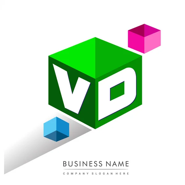 Letra Logotipo Forma Hexágono Fondo Verde Logotipo Cubo Con Diseño — Vector de stock