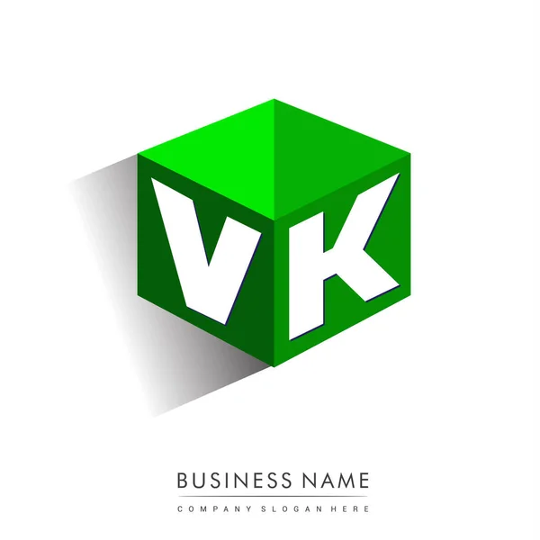 Letra Logo Forma Hexágono Fondo Verde Logotipo Cubo Con Diseño — Vector de stock