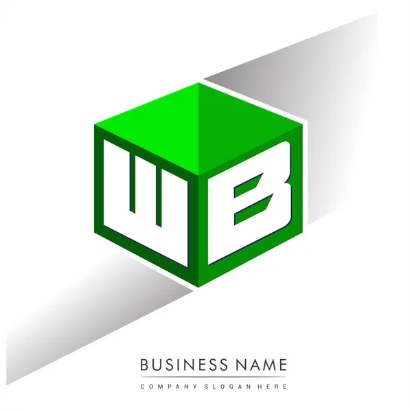 Letra Logotipo Forma Hexágono Fondo Verde Logotipo Cubo Con Diseño — Vector de stock