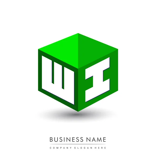 Dopis Logo Šestiúhelníkovém Tvaru Zeleném Pozadí Krychlové Logo Motivem Písmene — Stockový vektor