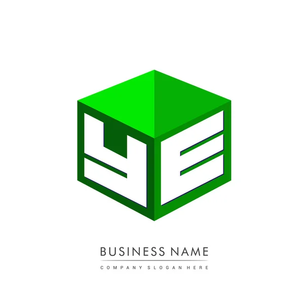 Letter Logo Zeshoekige Vorm Groene Achtergrond Kubus Logo Met Letterontwerp — Stockvector