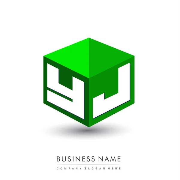 Letra Logotipo Forma Hexágono Fondo Verde Logotipo Cubo Con Diseño — Archivo Imágenes Vectoriales