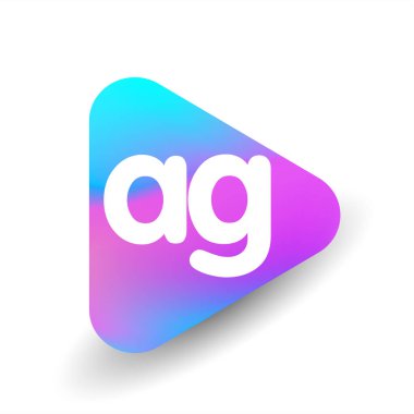 Üçgen şekilli ve renkli arkaplan içinde AG logosu, iş ve şirket kimliği için harf kombinasyonu tasarımı.