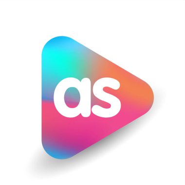 Üçgen şekilli ve renkli arkaplan içinde AS harfi logosu, iş ve şirket kimliği için harf kombinasyonu tasarımı.