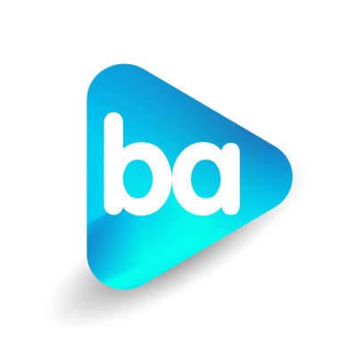 Üçgen şeklinde BA logosu ve renkli arkaplan, iş ve şirket kimliği için harf kombinasyonu tasarımı.