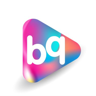 Üçgen şekilli ve renkli arkaplan içinde BQ logosu, iş ve şirket kimliği için harf kombinasyonu tasarımı.