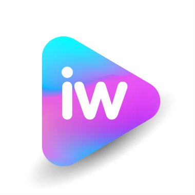 Üçgen şeklindeki IW logosu ve renkli arkaplan, iş ve şirket kimliği için harf kombinasyonlu logo tasarımı.