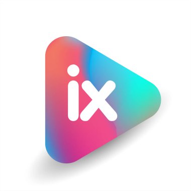 Üçgen şekilli ve renkli arkaplan içinde IX harfi logosu, iş ve şirket kimliği için harf kombinasyonu tasarımı.