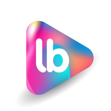 Üçgen şeklindeki LB logosu ve renkli arkaplan, iş ve şirket kimliği için harf kombinasyonu logosu tasarımı.