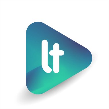 Üçgen şekilli LT logosu ve renkli arkaplan, iş ve şirket kimliği için harf kombinasyonu logosu tasarımı.