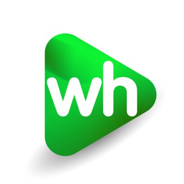 Üçgen şeklinde WH logosu ve renkli arkaplan, iş ve şirket kimliği için harf kombinasyonu logosu tasarımı.