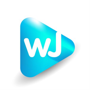 Üçgen şeklindeki WJ logosu ve renkli arkaplan, iş ve şirket kimliği için harf kombinasyon logosu tasarımı.