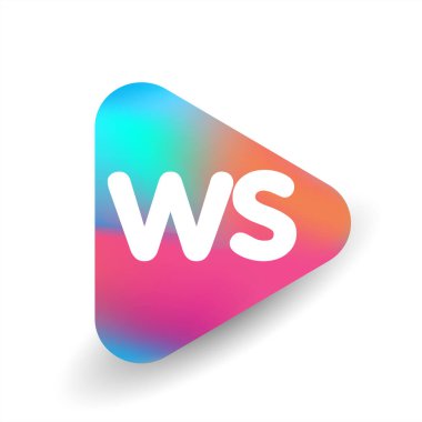Üçgen şeklinde WS logosu ve renkli arkaplan, iş ve şirket kimliği için harf kombinasyon logosu tasarımı.