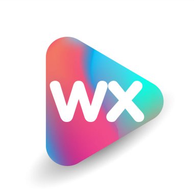 Üçgen şeklinde WX logosu ve renkli arkaplan, iş ve şirket kimliği için harf kombinasyonu logosu tasarımı.