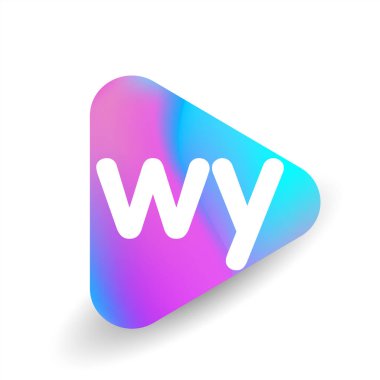 Üçgen şeklinde WY logosu ve renkli arkaplan, iş ve şirket kimliği için harf kombinasyonu logosu tasarımı.