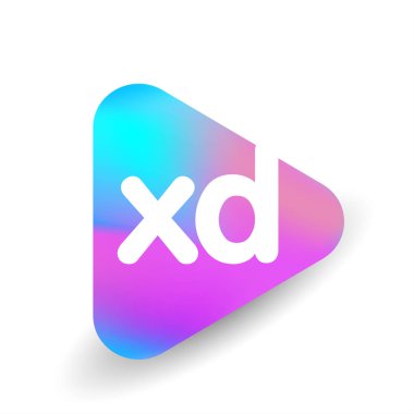 Üçgen şeklinde XD logosu ve renkli arkaplan, iş ve şirket kimliği için harf kombinasyon logosu tasarımı.
