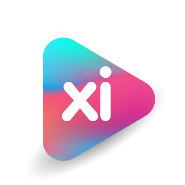 Üçgen şekilli ve renkli arkaplan içinde XI harfi logosu, iş ve şirket kimliği için harf kombinasyonu tasarımı.