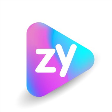 Üçgen şekilli ZY logosu ve renkli arkaplan, iş ve şirket kimliği için harf kombinasyonu logosu tasarımı.